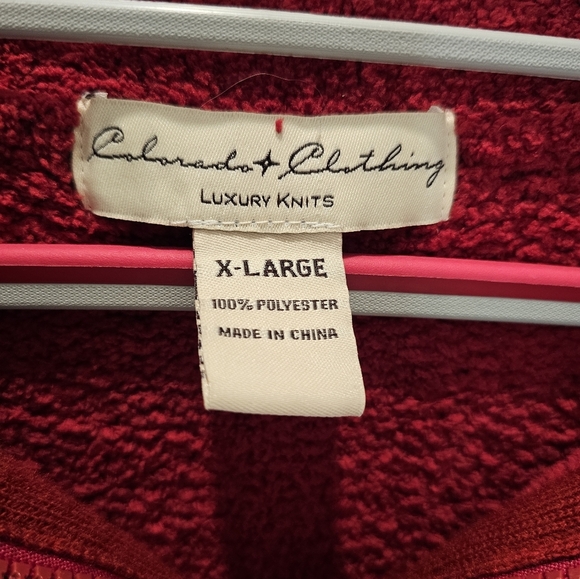Colorado Clothing Red Popcorn Fleece Zip Jacket XL Luxury Knits Bouclé Style - Picture 4 of 7
